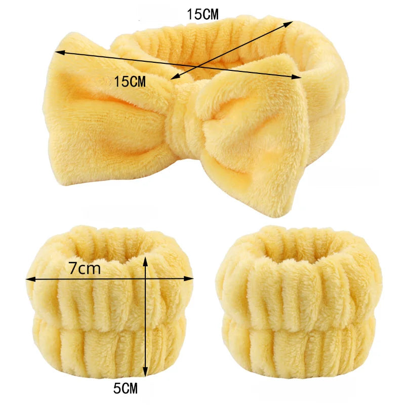 Wash face headband waterproof wrist strap set butterfly bow simple headband wrist 3-piece set - V.I.P Digital Presence