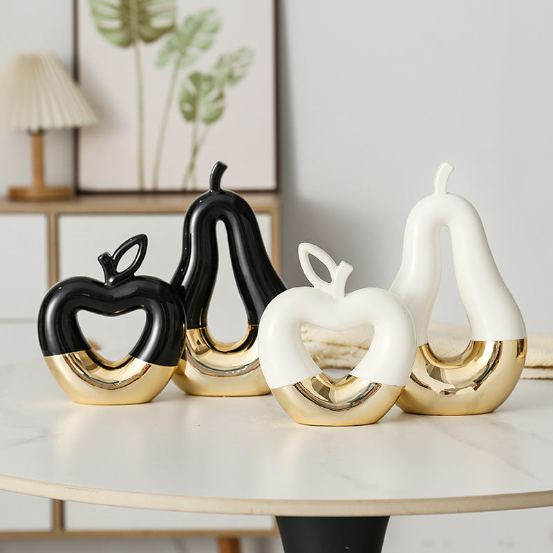Modern Minimalist Gilded Apple Pear Creative Wine Cabinet Decorative Piece Luxury Home Living Room Entrance Ceramic Craft - V.I.P Digital Presence