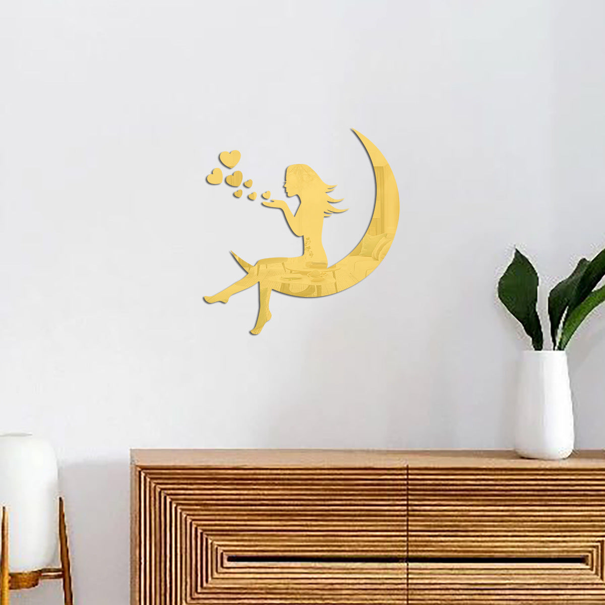 Moon Girl Mirror Sticker 1mm Acrylic 3D Wall Decal for Room and Bedroom Decorations - V.I.P Digital Presence