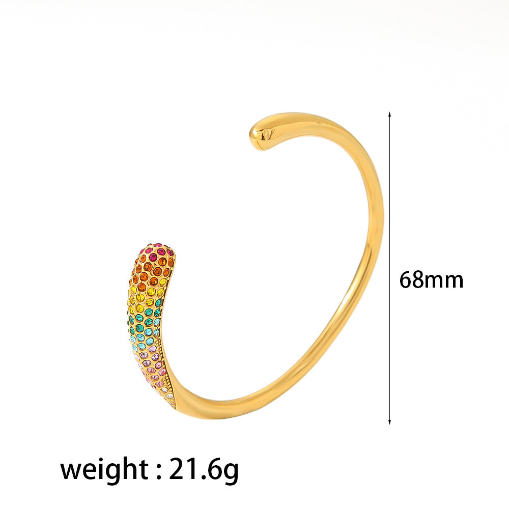 Colorful zirconium full diamond high-end fashion stainless steel casting bracelet bracelet bracelet accessories - V.I.P Digital Presence