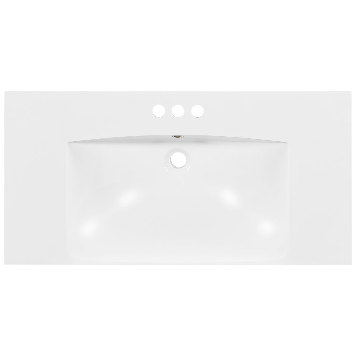 36" Single Bathroom Basin Sink, Vanity Top Only, 3-Faucet Holes, Resin - V.I.P Digital Presence