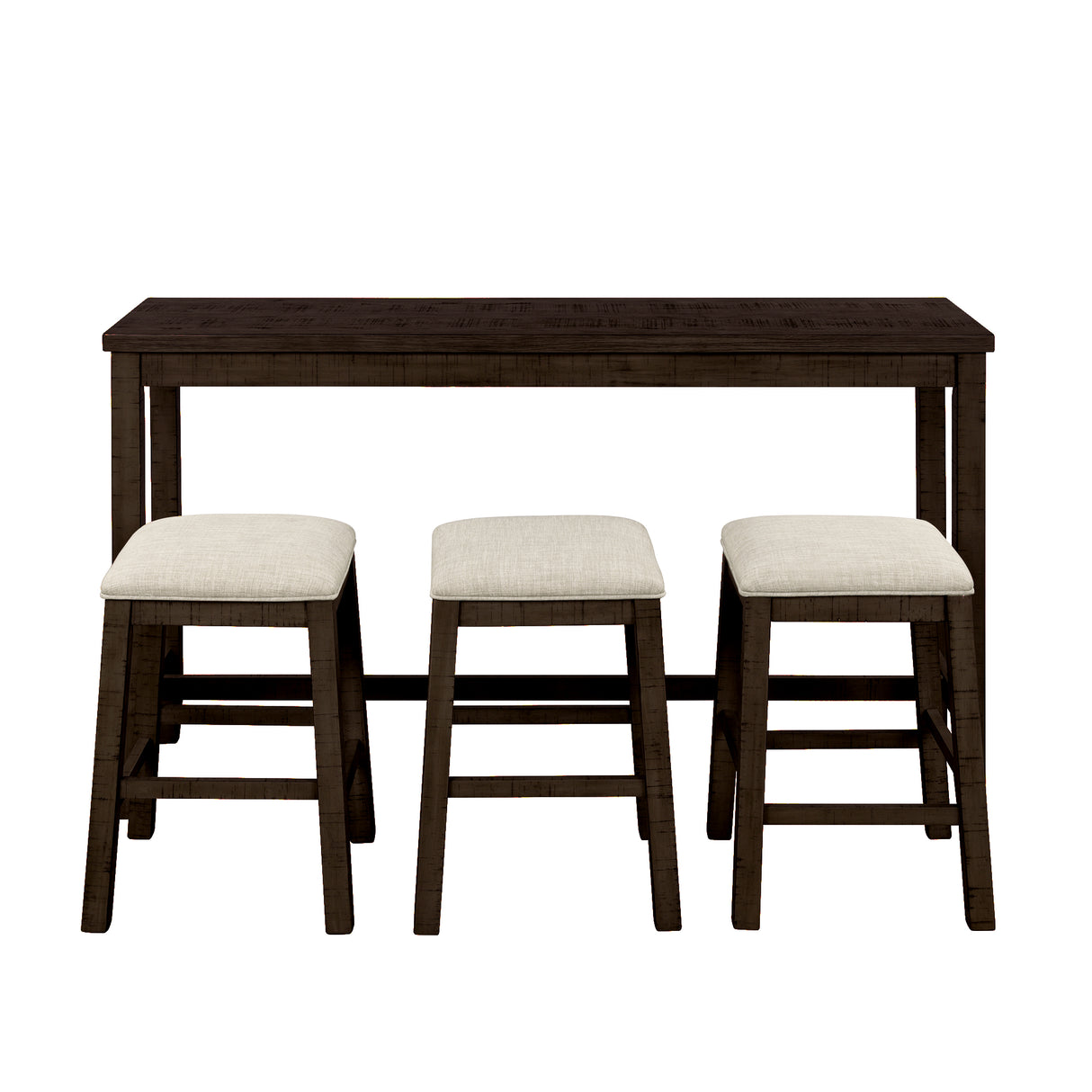 TOPMAX 4 Pieces Counter Height Table with Fabric Padded Stools, Rustic Bar Dining Set with Socket, Brown - V.I.P Digital Presence