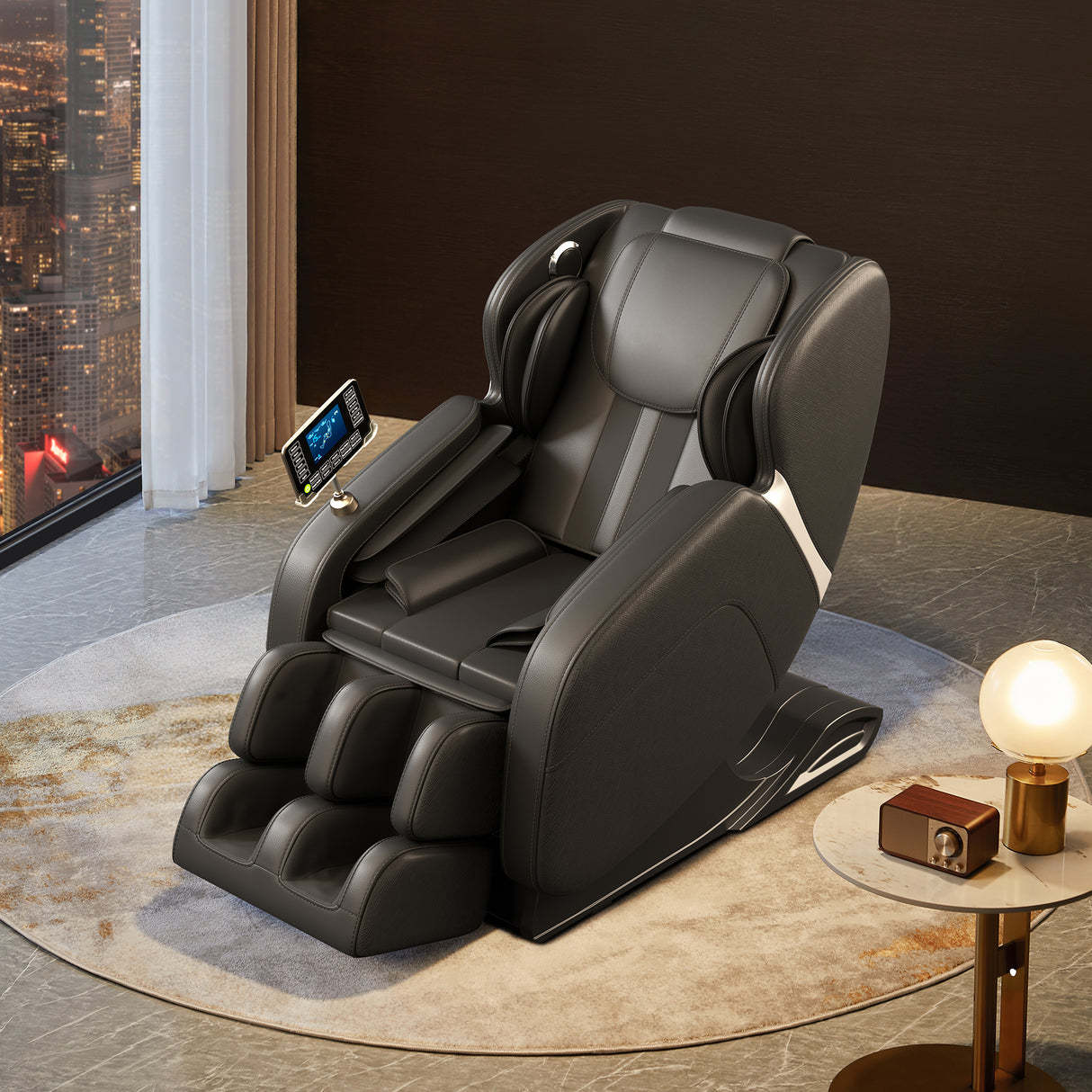 Full body deep tissue massage chair, foot massage, 8 fixed massage rollers, touch screen suitable for 5.1-5.75 feet high (black) - V.I.P Digital Presence