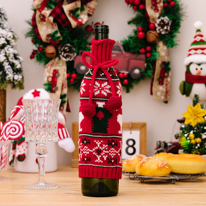 Christmas decoration items, knitted sweaters, wine bottle covers, bow ties, wool balls, red wine covers, bar decoration wine covers - V.I.P Digital Presence
