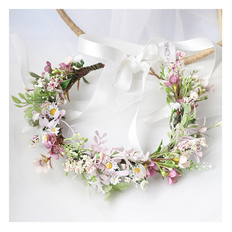 Bridal Flower Wreath Headpiece Original Simulation Starry Sky Water Grass Flower Crown Birthday Wedding Headflower Wreath - V.I.P Digital Presence