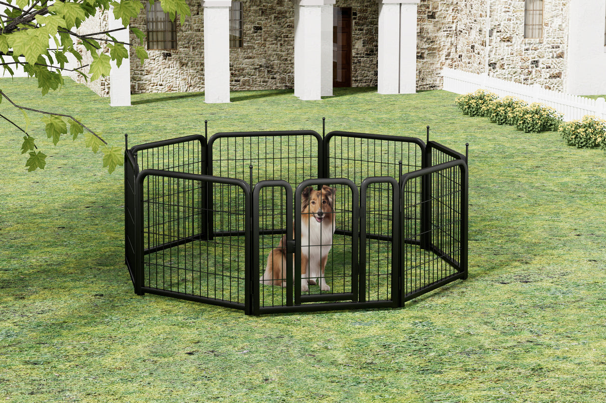Outdoor dog fence, 8-piece board dog fence. 31 inch portable pet sports fence. Black, 26.3 inches wide x 31.5 inches high. - V.I.P Digital Presence