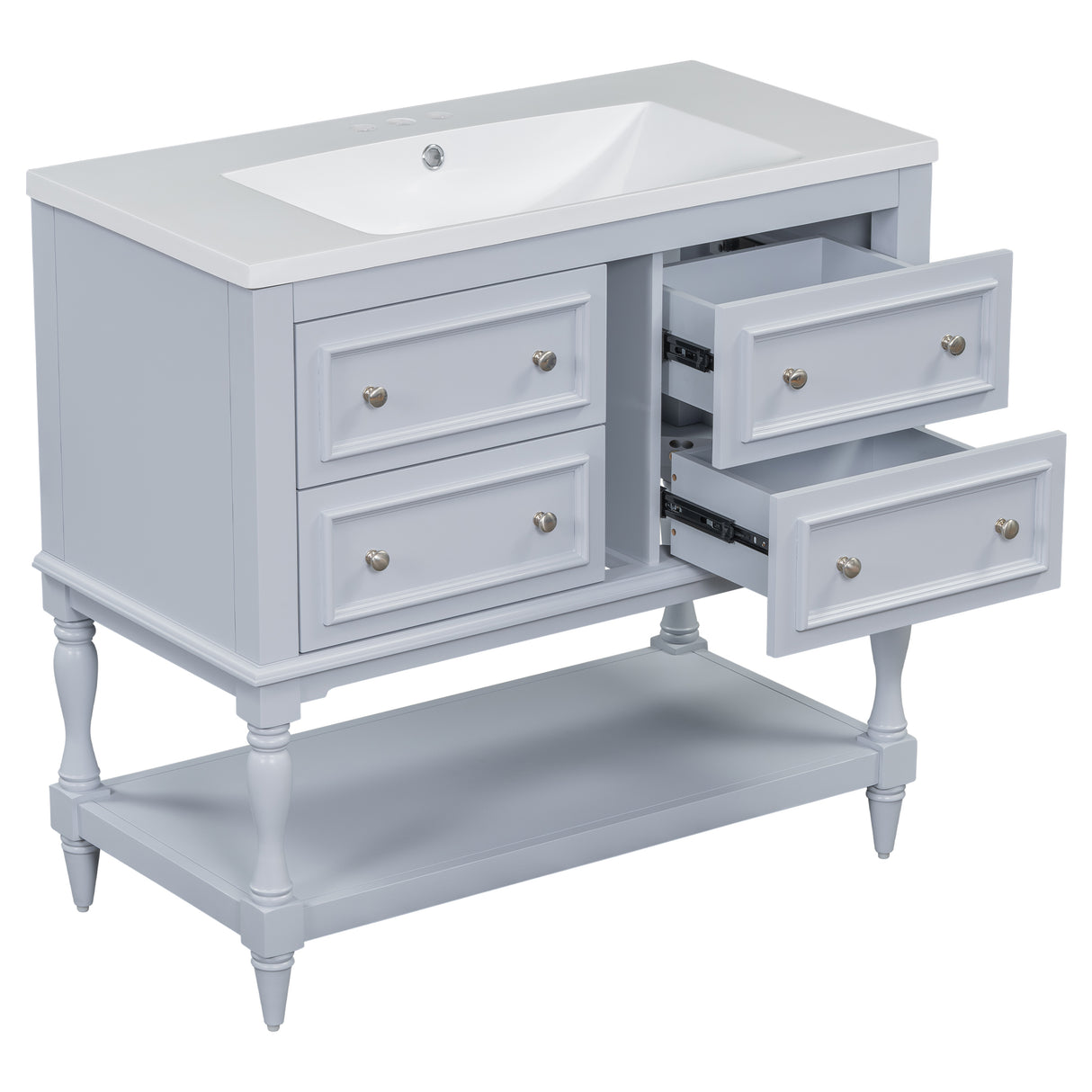 36" Bathroom Vanity Cabinet with Sink Combo Set, Undermount Resin Sink, Free Standing Vanity Set with 4 Drawers Blue - V.I.P Digital Presence