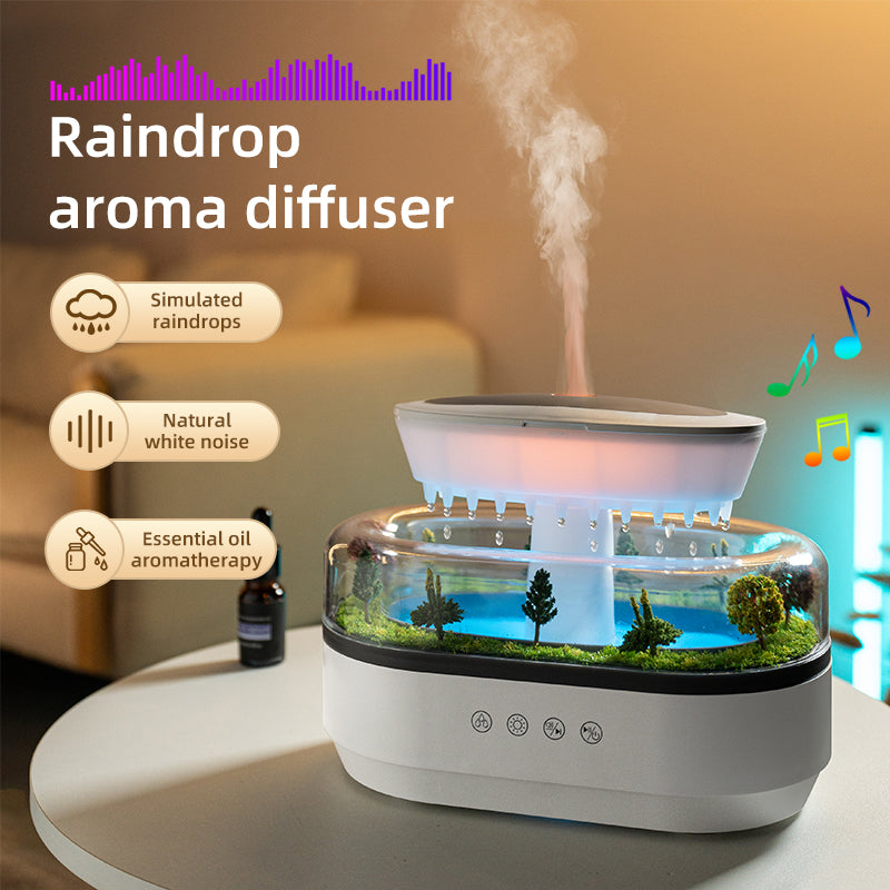 Smart Cool Mist Raindrop Air Humidifier for Garden Landscape Christmas Tree White Noise Oil Aroma Diffuser Portable - V.I.P Digital Presence