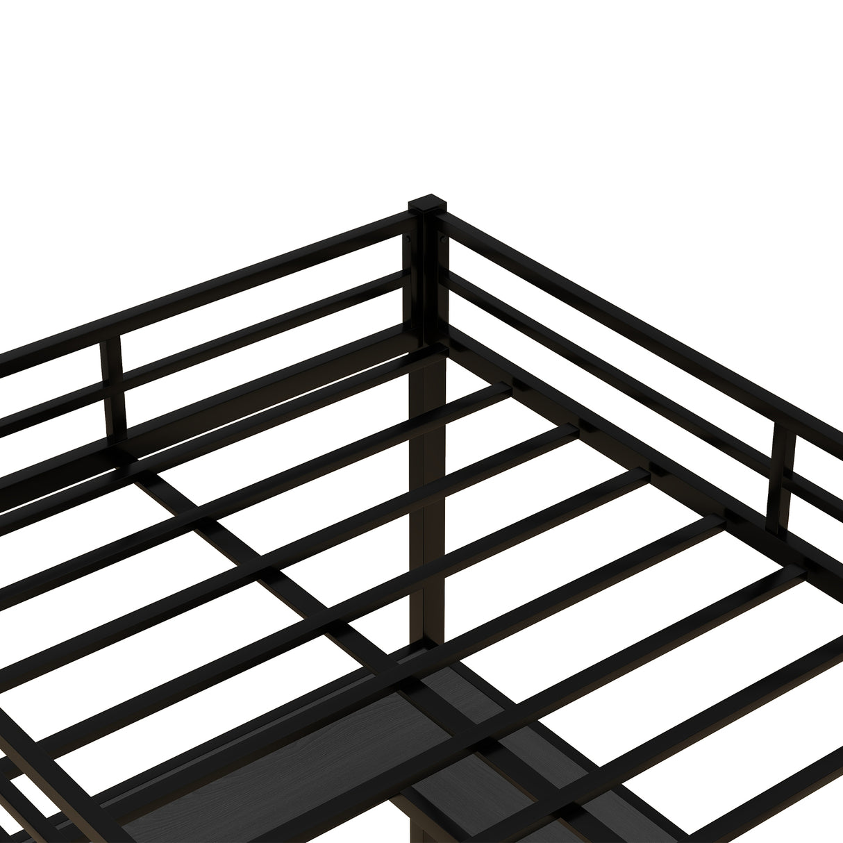 All metal loft bed with desk and shelf, loft bed with ladder and guardrail, black with black desk - V.I.P Digital Presence