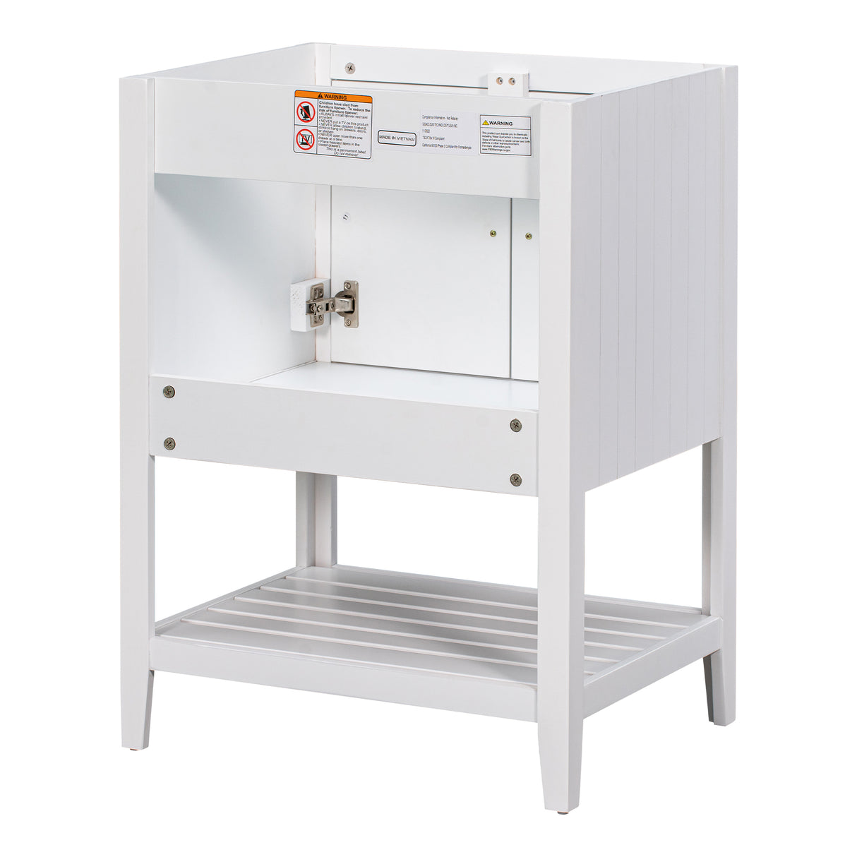 24" Bathroom Vanity Base Only, Soild Wood Frame, Bathroom Storage Cabinet with Doors and Open Shelf, White - V.I.P Digital Presence