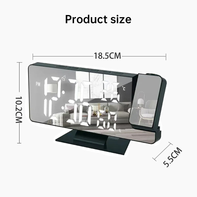 Home LED Projection Alarm Clock - Time, Temp Display, Backlight, Snooze - V.I.P Digital Presence