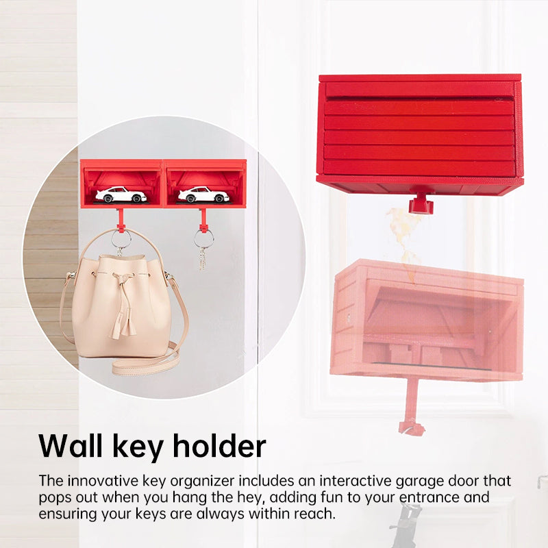 Space-saving wall wooden key holder, home key rack, garage-shaped clothes hook with opening door for hallway - V.I.P Digital Presence