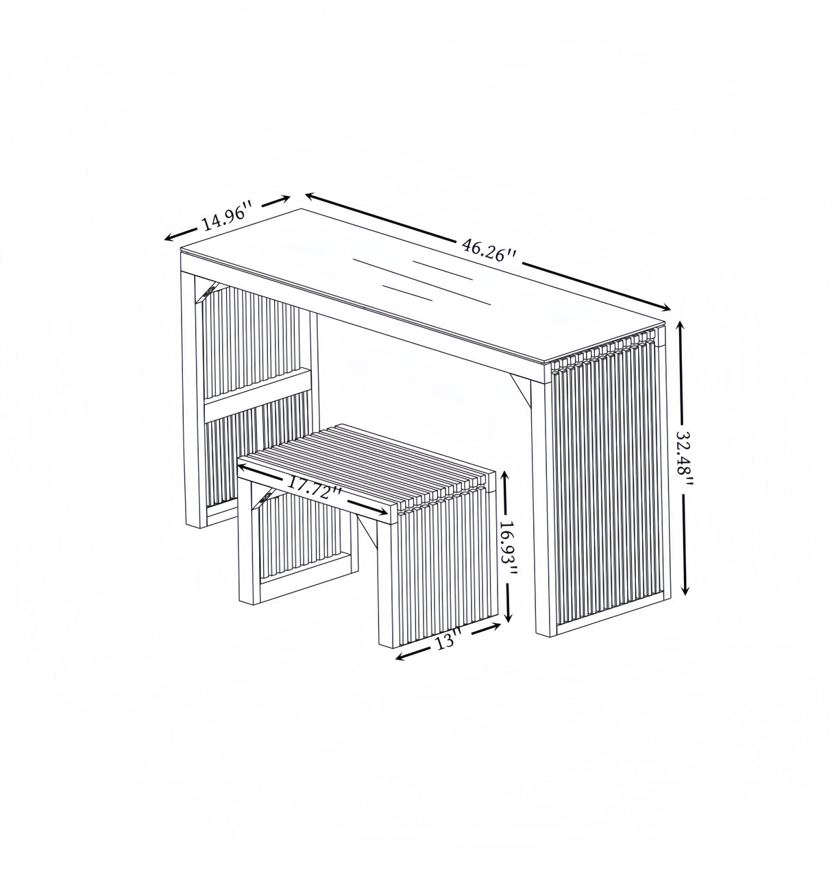 Pine Dining Bench and Table, Indoor Wood Bench for Entryway,Living Room,Kitchen and Bench Set (Nature, Bench & Table) Small - V.I.P Digital Presence