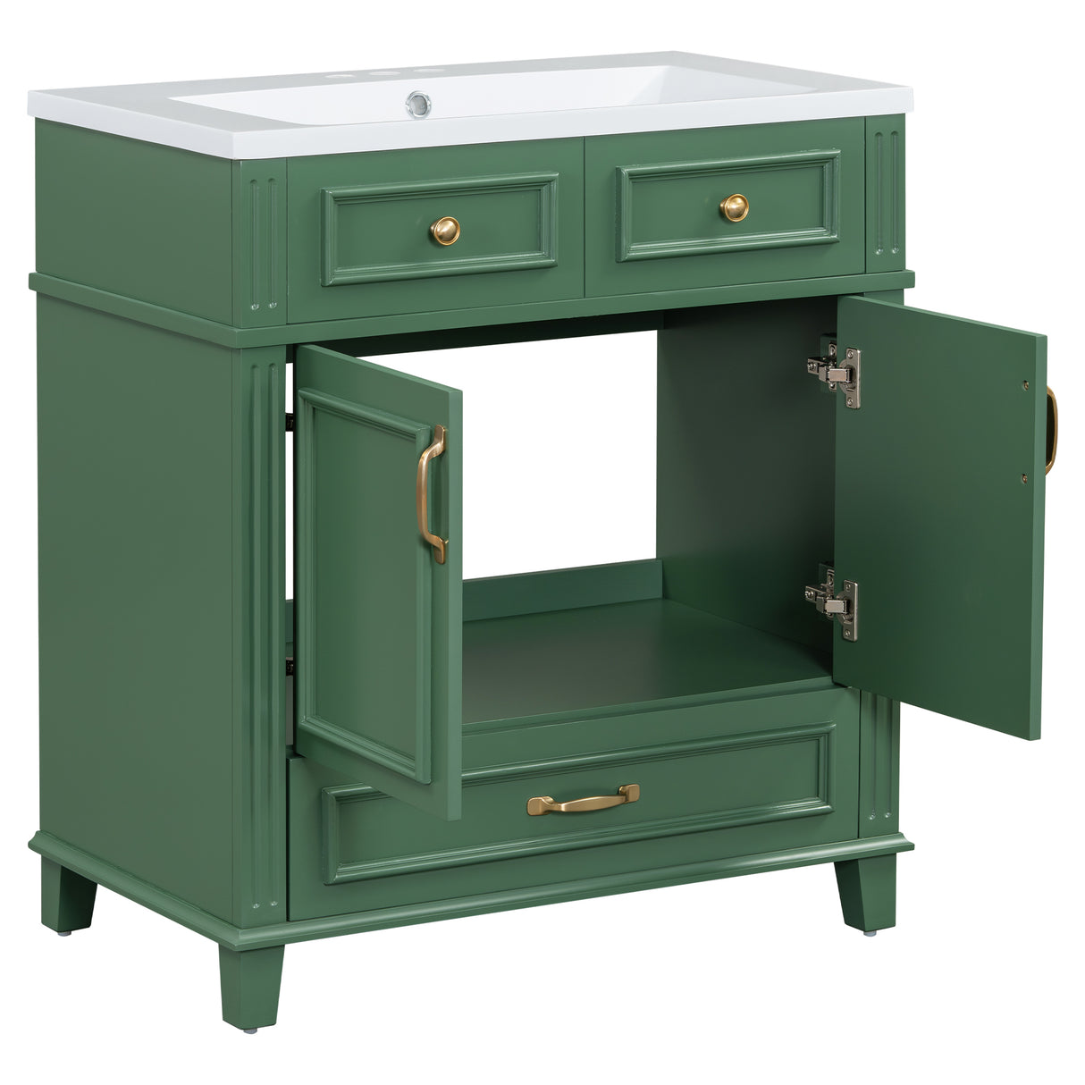 30 inch uncovered bathroom vanity with soft closed door, limited to solid wood frame bathroom storage cabinet green - V.I.P Digital Presence