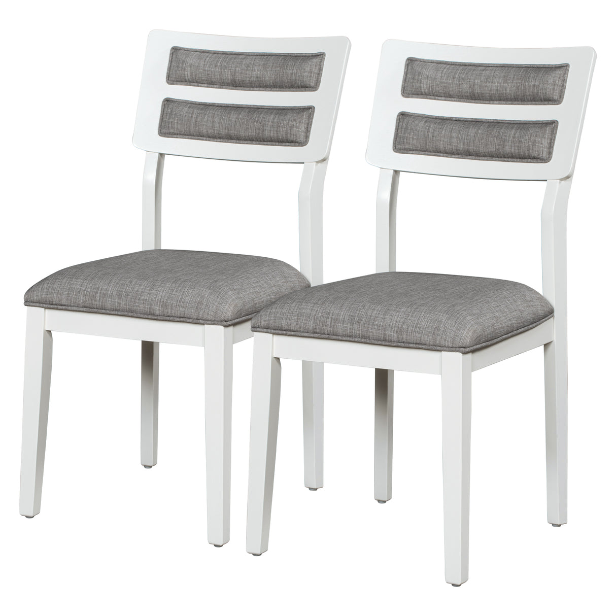 TREXM Classic and Traditional Style 6 - Piece Dining Set, Includes Dining Table 4 Upholstered Chairs & Bench (White+Gray)