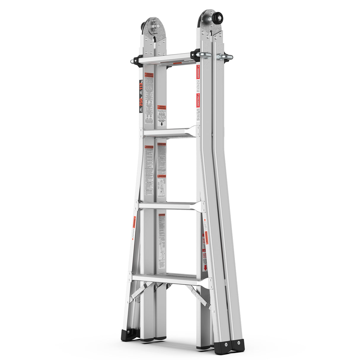 17ft Multi-Position Foldable Aluminum Ladder, A-Frame and Straight Ladder, ANSI 250lbs - V.I.P Digital Presence