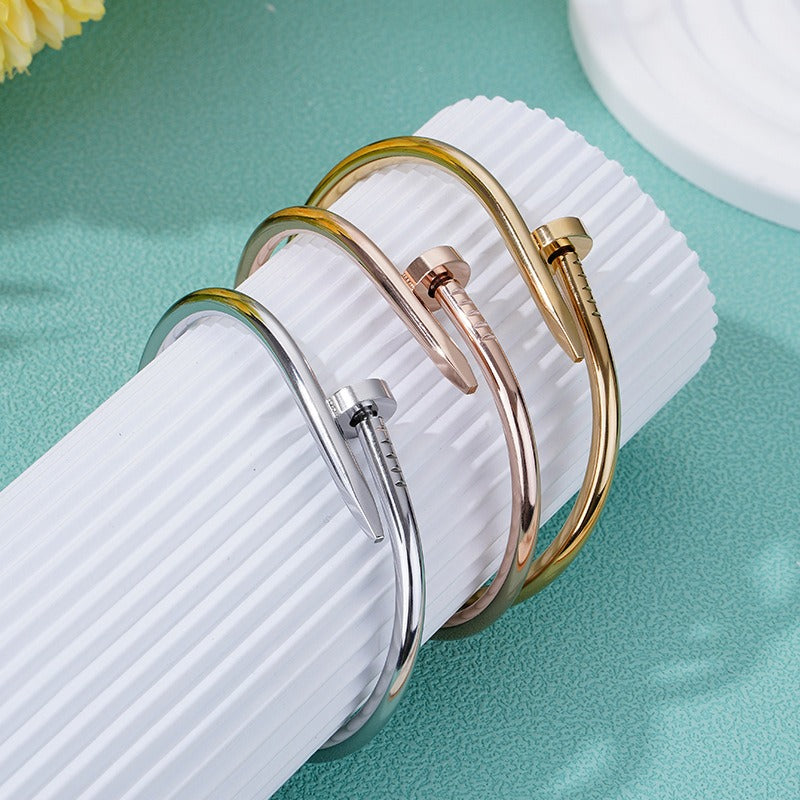 Diamond titanium steel bracelet for women, light luxury, non fading card home nail bracelet - V.I.P Digital Presence