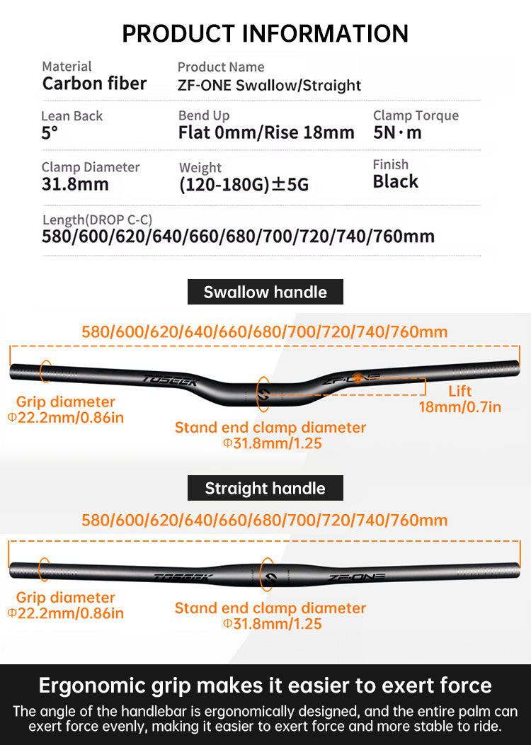 TOSEEK Carbon Fiber MTB Handlebar, 31.8mm, One-piece, Swallow-shaped - Ideal for Mountain Bikes - V.I.P Digital Presence
