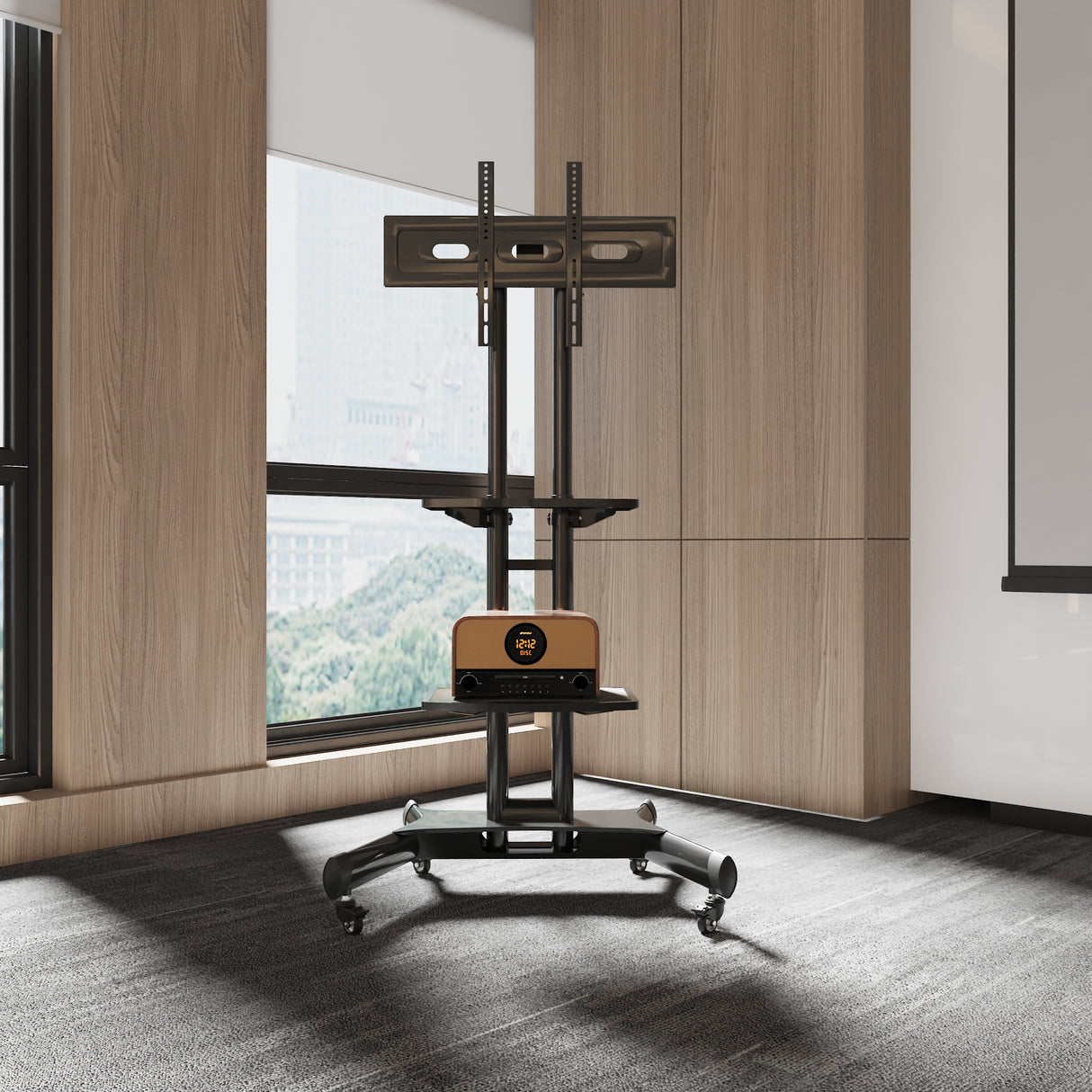 FANCO Universal Rotating TV Stand, suitable for 32-80 inch TVs, adjustable tilt height, maximum VESA 600x400mm (black) - V.I.P Digital Presence