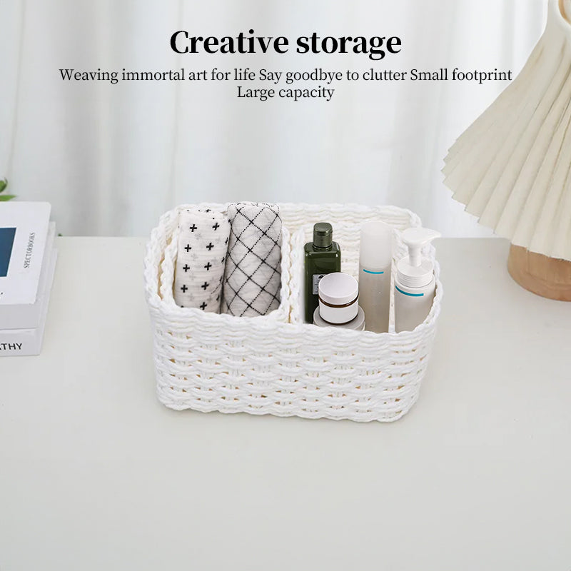 3-Piece Handmade Straw-Woven Paper-Rope Storage Baskets (Decorative & Office Use) - V.I.P Digital Presence