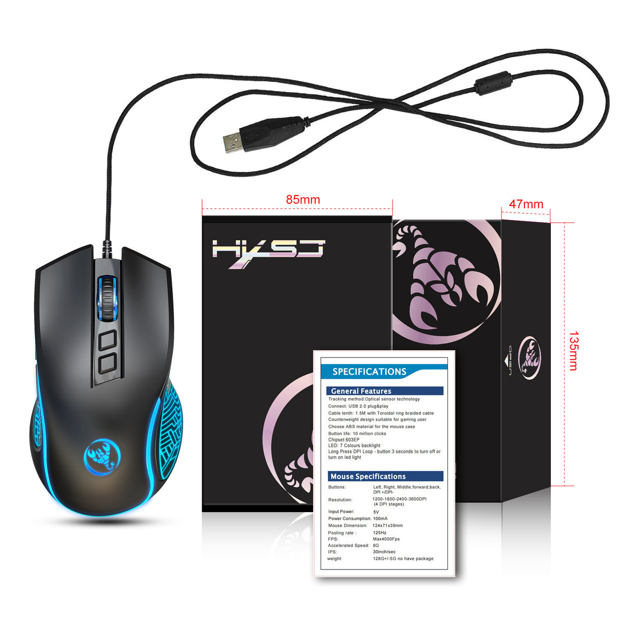 X100 wired gaming mouse with colorful glowing e-sports office mouse adjustable 3600dpi - V.I.P Digital Presence