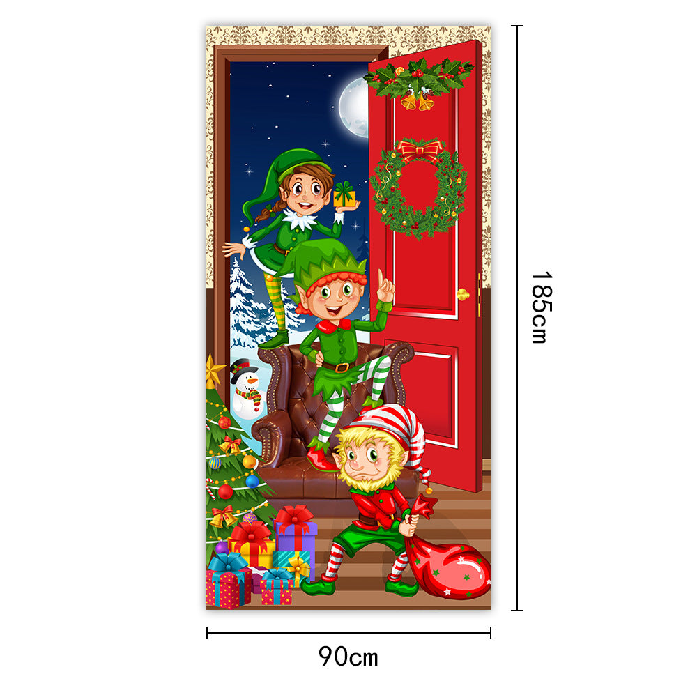 New Christmas Door Curtains, Flags, Outdoor Photography, Santa Claus and Puppies, Background Decoration, Hanging Cloth - V.I.P Digital Presence