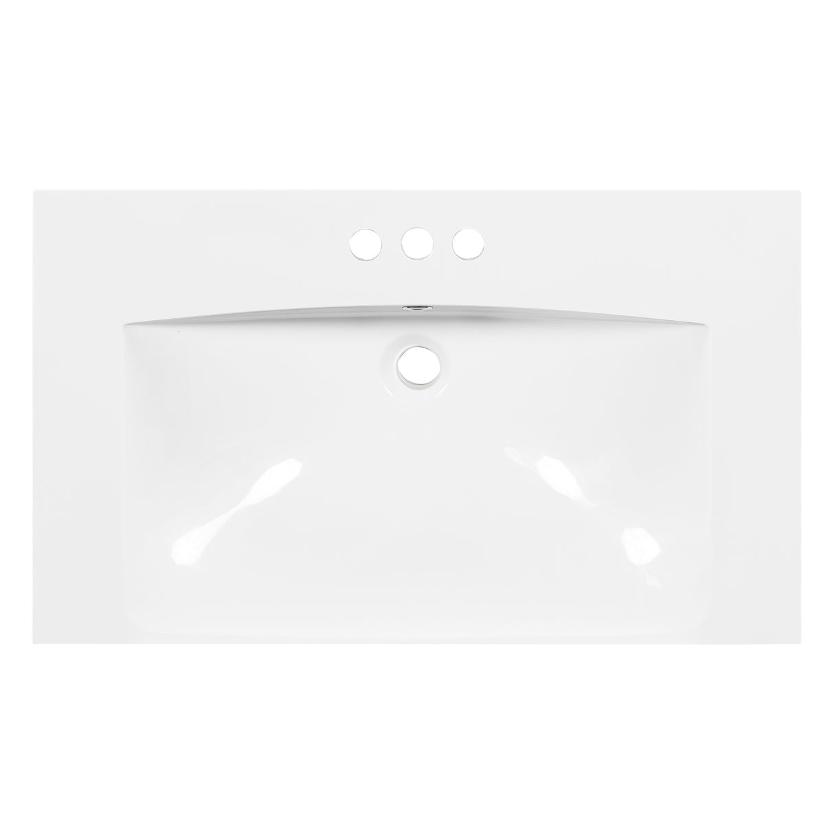 30" Single Bathroom Basin Sink, Vanity Top Only, 3-Faucet Holes, Resin - V.I.P Digital Presence