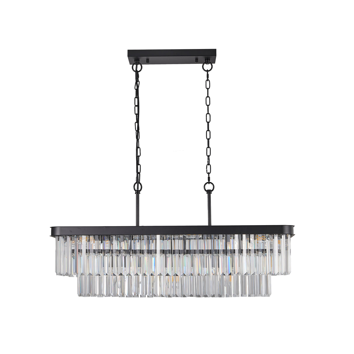 Chandeliers,Rectangular Crystal Chandelier Adjustable,E12 Modern Industrial Crystal Lights (Bulb Not Included) - V.I.P Digital Presence