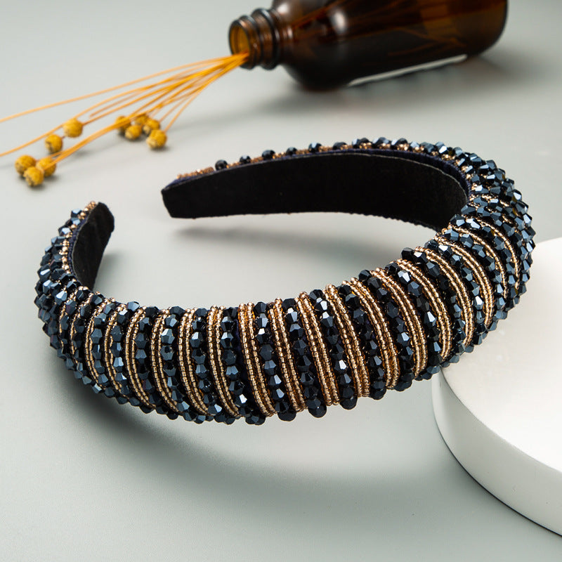 Hair Hoop Hand Woven Beaded Head Hoop Female Baroque Sponge Hair Bundle Korean Style Of The Net Red Face Wash Hair Accessories - V.I.P Digital Presence