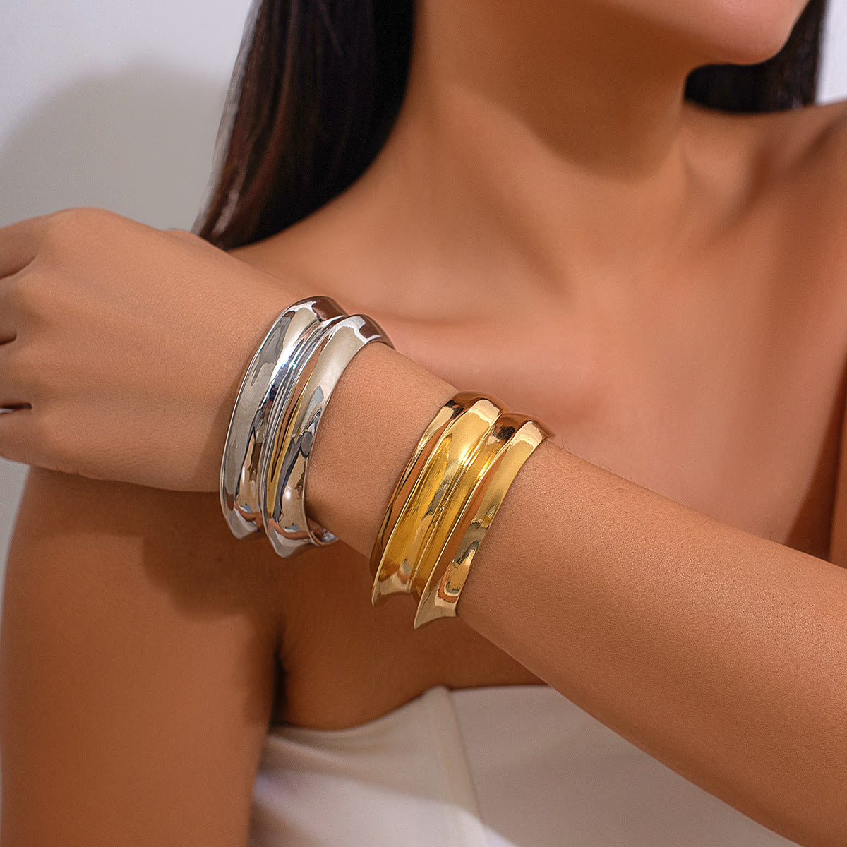 Ins exaggerated metal texture wide face bracelet with irregular personality for women Bracelet multi-layer - V.I.P Digital Presence