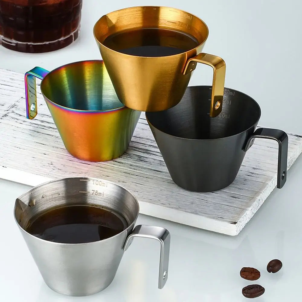 304 Stainless Steel Espresso Measuring Cup Small 100ml Espresso Shot Cup Dishwasher Safe V-Shaped Mouth - V.I.P Digital Presence