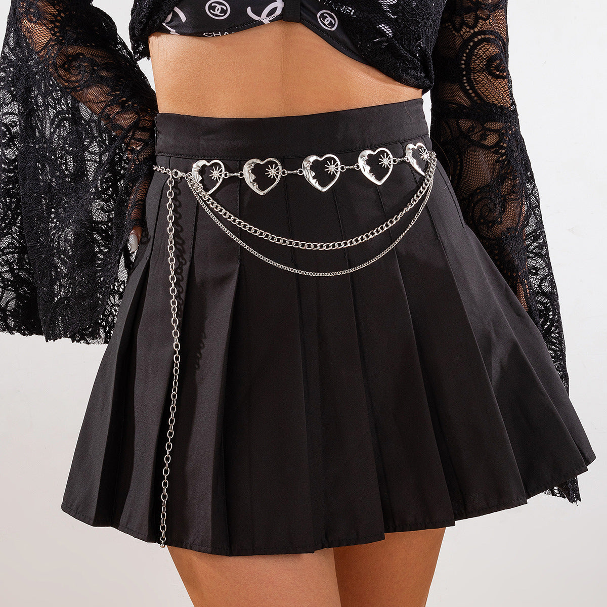 Gothic style spider web iron chain body chain retro carved sunflower alloy waist chain - V.I.P Digital Presence