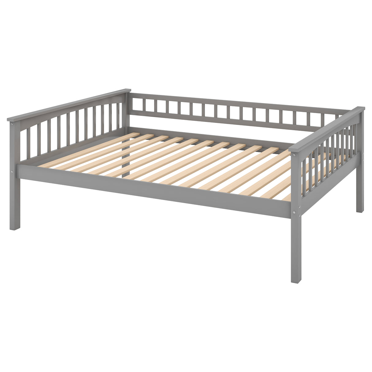 Full over Full Bunk Bed with Drawers, Convertible Beds Gray