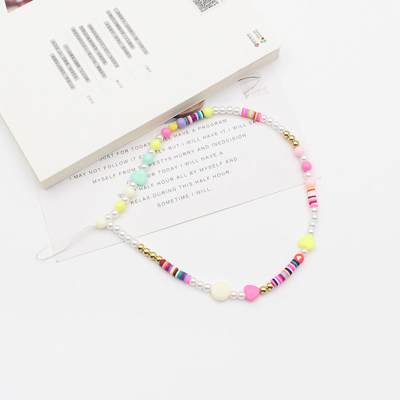 New Mixed Color Soft Pottery Pearl Mixed String Bohemian Simple Style Anti-Drop Function Mobile Phone Chain - V.I.P Digital Presence