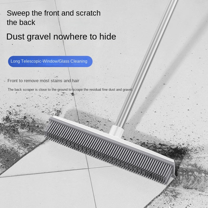 Cleaning Brush Stainless Steel Silicone Floor Brush Water Scraping Brush Long Handle Magic Carpet Brush - V.I.P Digital Presence
