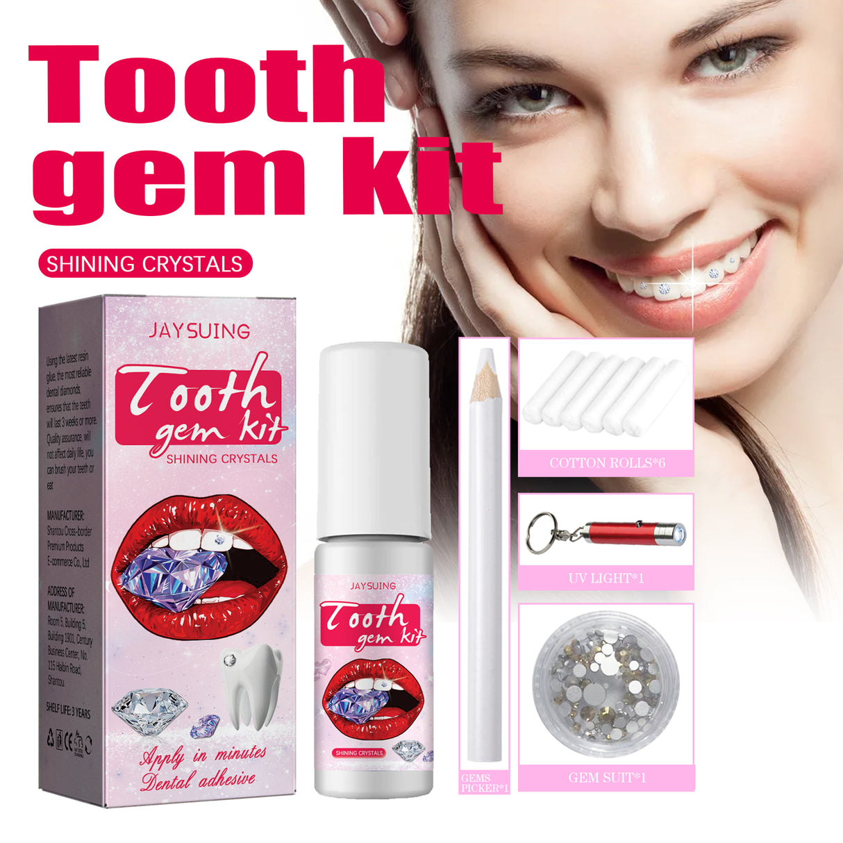Tooth Gem Kit, Accessories Easy To Remove And Install Crystal Dental Drill Tooth Embellish Glitter Stick - V.I.P Digital Presence
