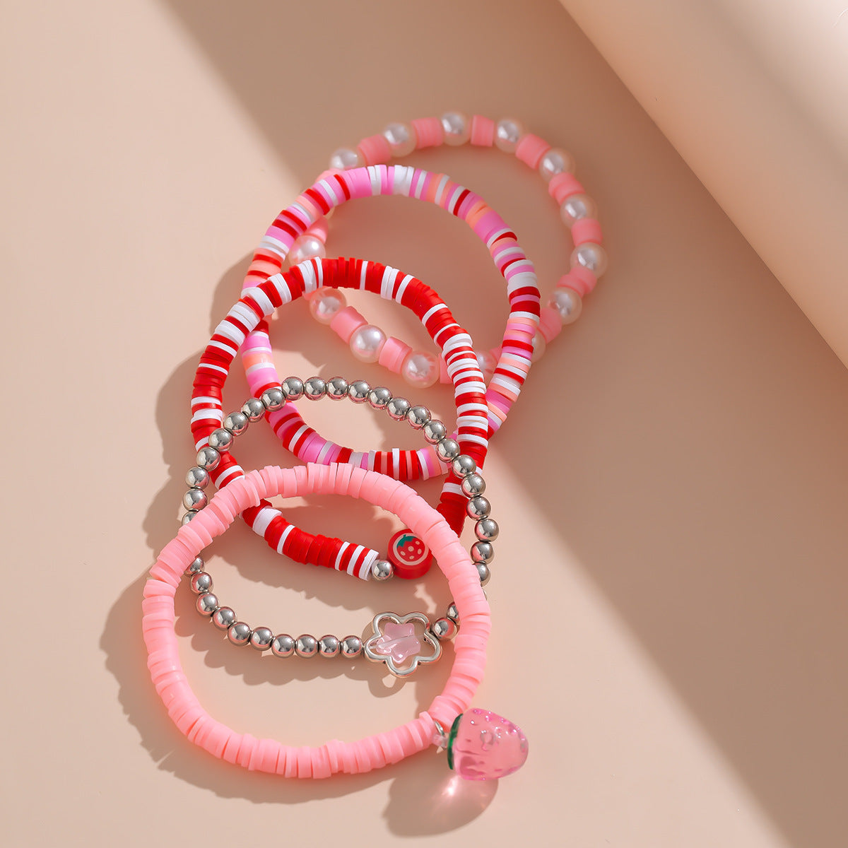 Sweet acrylic bead bracelet with cute strawberry soft ceramic CCB bracelet set - V.I.P Digital Presence