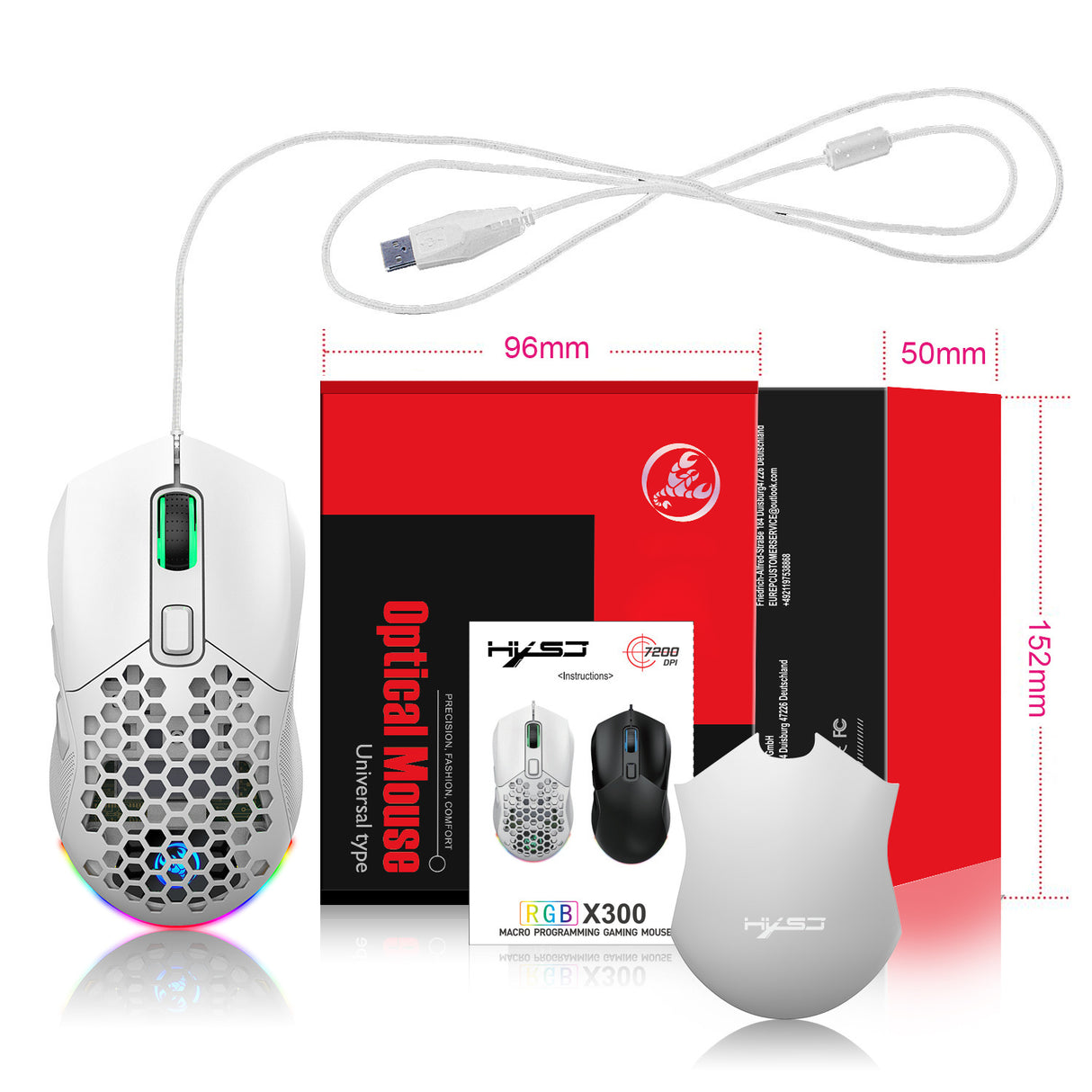 Wired mouse RGB backlight 7200dpi hole gaming mouse interchangeable back cover lightweight - V.I.P Digital Presence