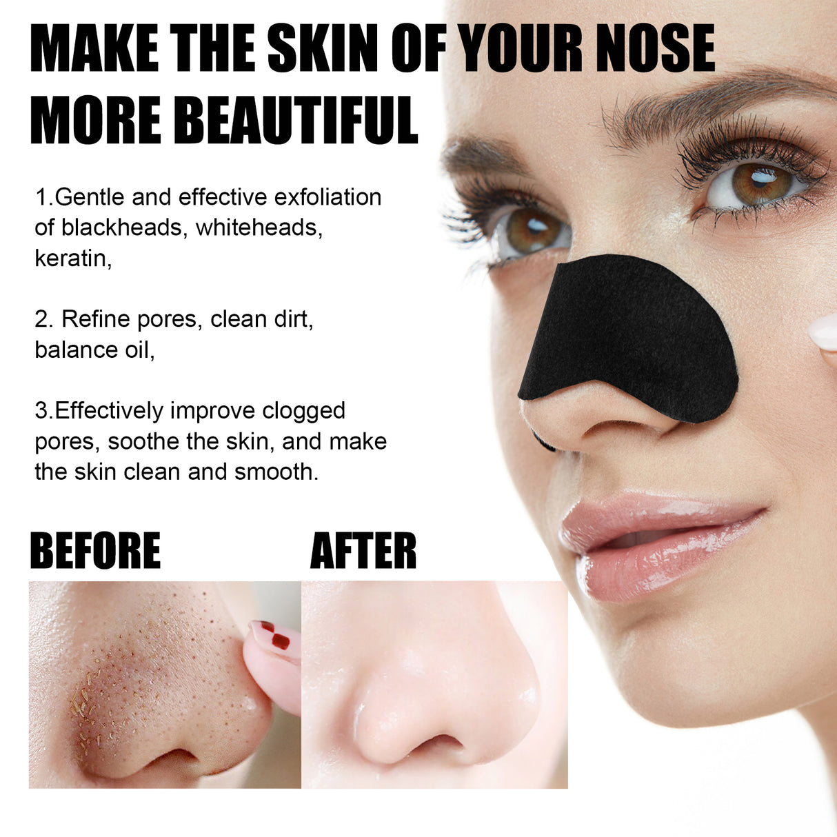 Black Pig Nose Patch, Bamboo Charcoal Remove Blackhead Acne Tear Nose Mask Patch - V.I.P Digital Presence