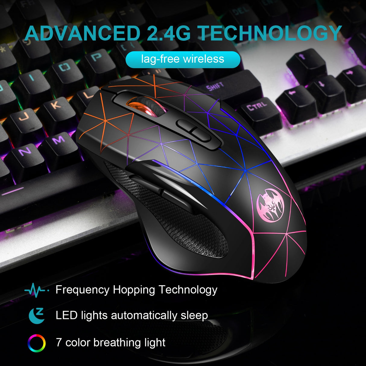 Wireless charging illuminated gaming mouse with anti sleep function automatic cursor movement to prevent computer screen lock - V.I.P Digital Presence