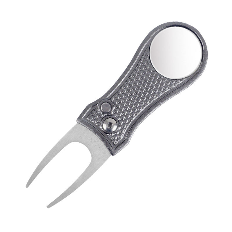 Golf Green Fork Aluminum Handle Folding Spring Repair Tool Gift New