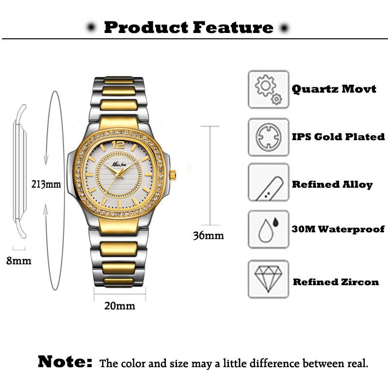 Missfox 2549 Women Watches Women Fashion Watch Geneva Designer Ladies Watch Luxury Brand Diamond Quartz Gold Wrist Watch Gifts For Women - V.I.P Digital Presence