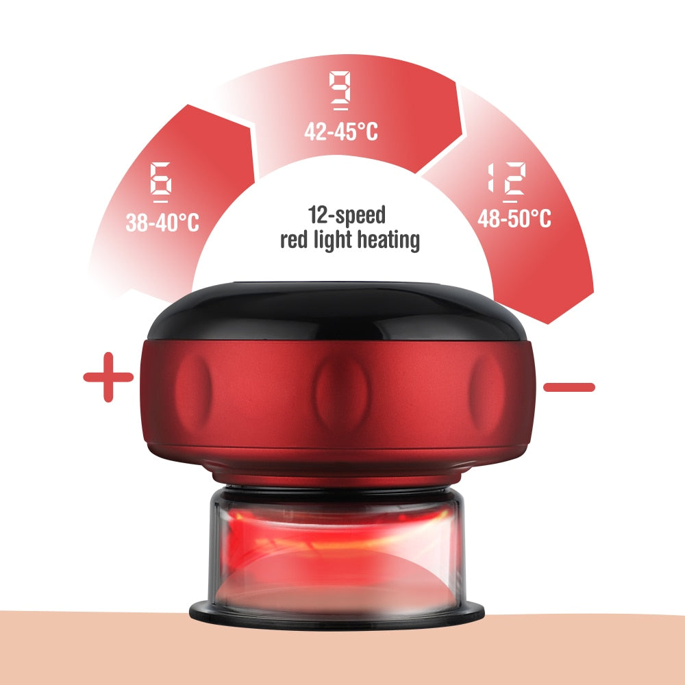 Electric Cupping Massager Scraping and Cupping Therapy Red Light Heating Vibration Pressotherapy Rechargeable Pain Relief - V.I.P Digital Presence