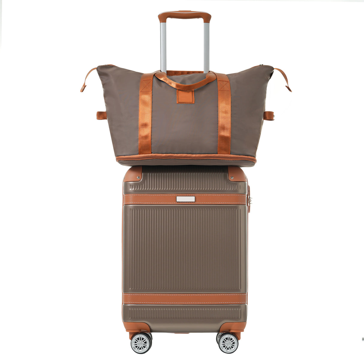 Hardshell Luggage Sets 3 Piece Carry-on Suitcase Double Spinner Wheels with TSA Lock for Men Women, Coppery (20in) - V.I.P Digital Presence
