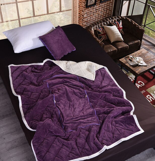 2 in 1 Flannel Cushion Blanket car sofa lumbar throw pillow air conditioning blanket foldable patchwork quilt blanket Bedding