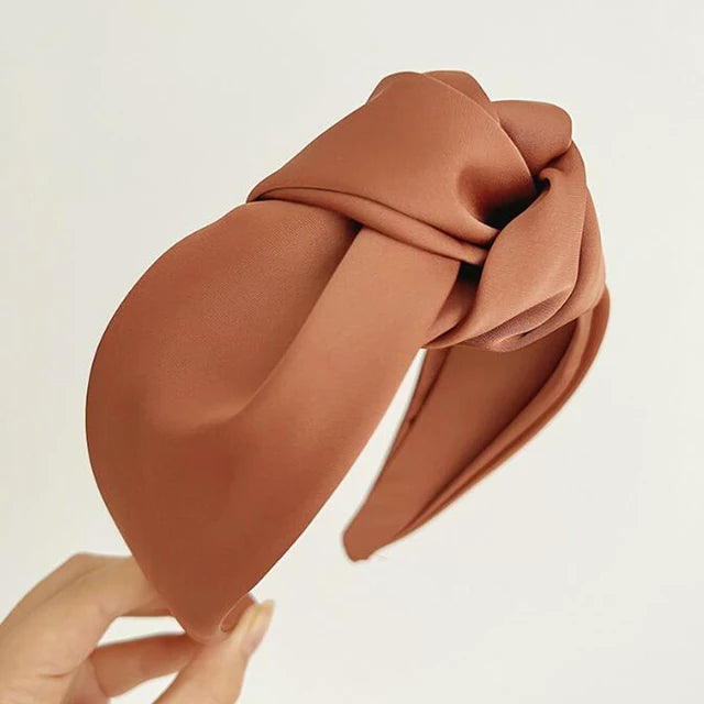 Fashionable knot wide edge satin fabric headband - V.I.P Digital Presence