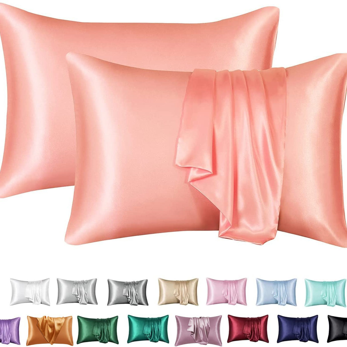 Simulation silk solid color polyester pillowcase envelope pillow pillow cases pillow pair multi-color - V.I.P Digital Presence
