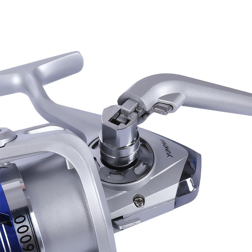 YUMOSHI AF1000-7000 12BB Gear Ratio 5.5:1 Half Metal Fishing Spinning Reel Machined aluminum Spool with Exchangeable Handle