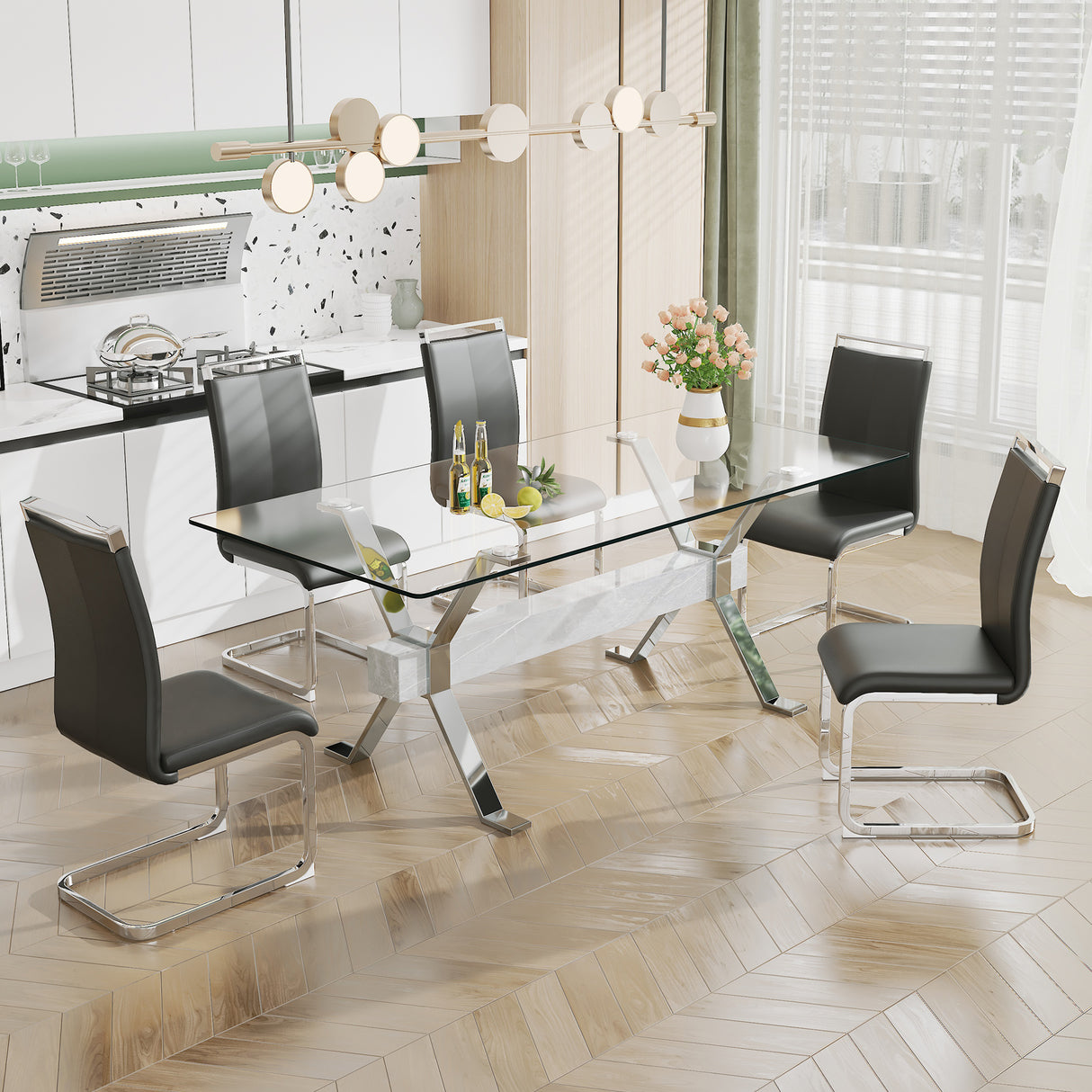 Dining table Modern tempered glass dining table 79 ''x39''x30 '' 1105 - V.I.P Digital Presence