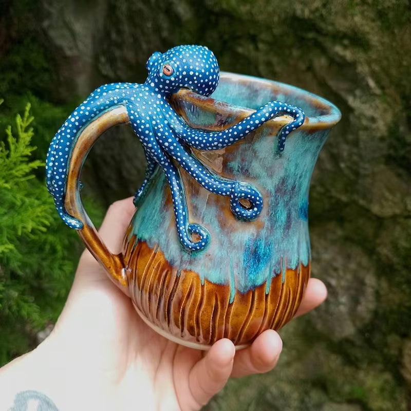 Handmade Deep Blue Octopus Mug. For Hot & Cold Drinks - V.I.P Digital Presence